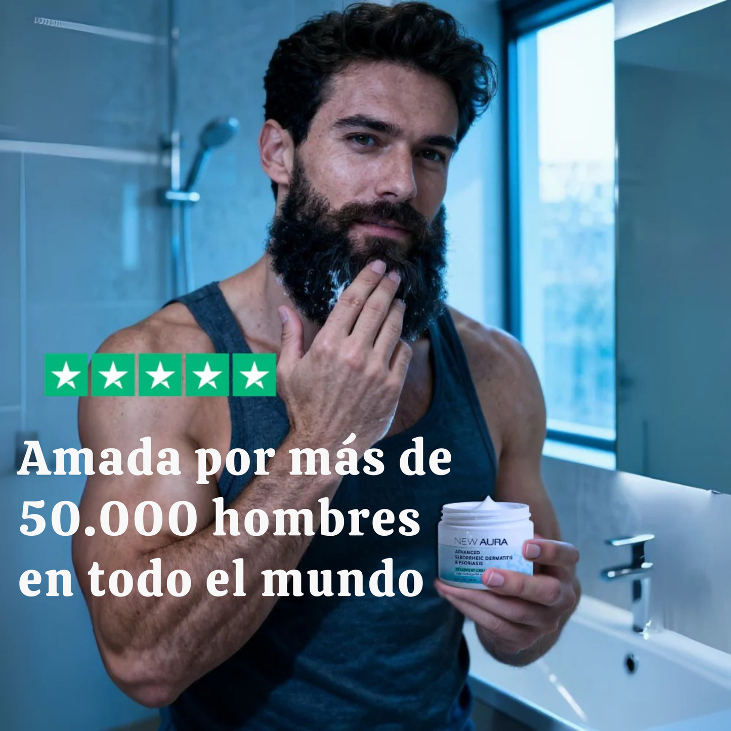 NEW AURA - Crema para Barba y Rostro. Chau a la Caspa, el Picor y la Irritación.