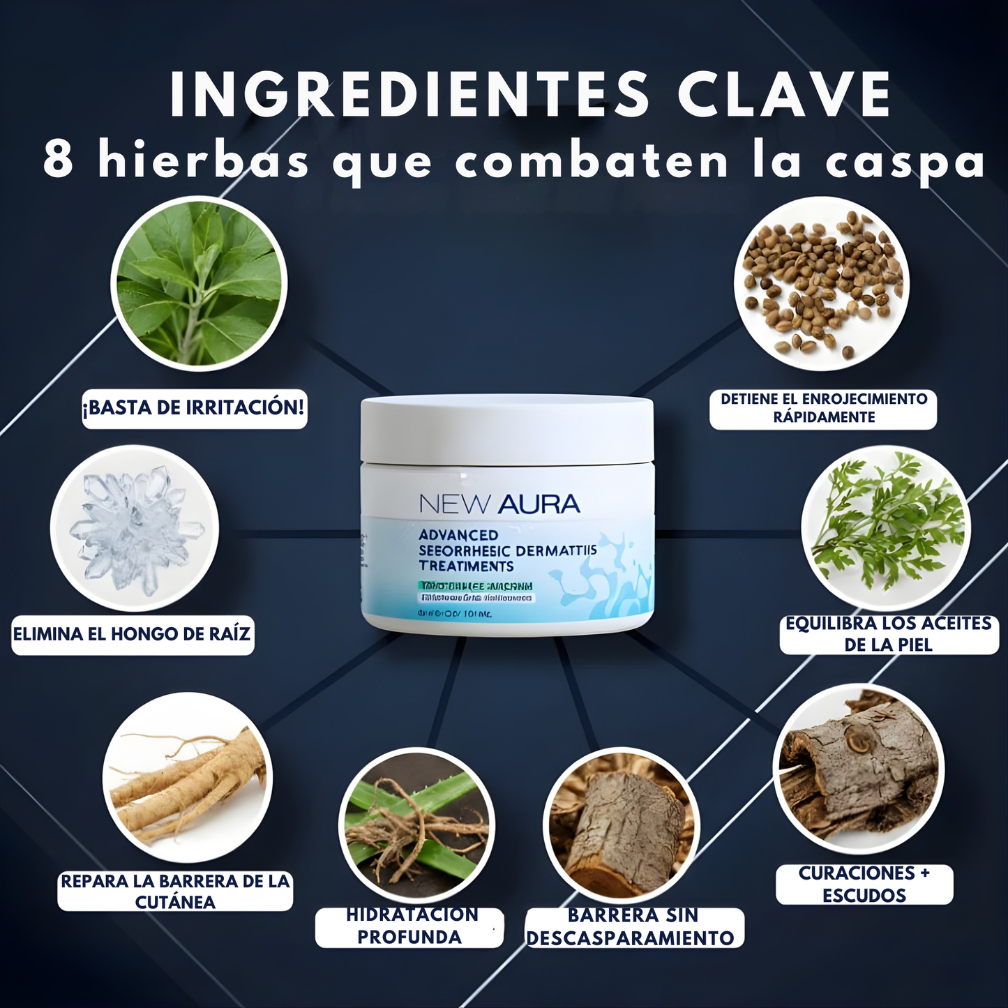 NEW AURA - Crema para Barba y Rostro. Chau a la Caspa, el Picor y la Irritación.