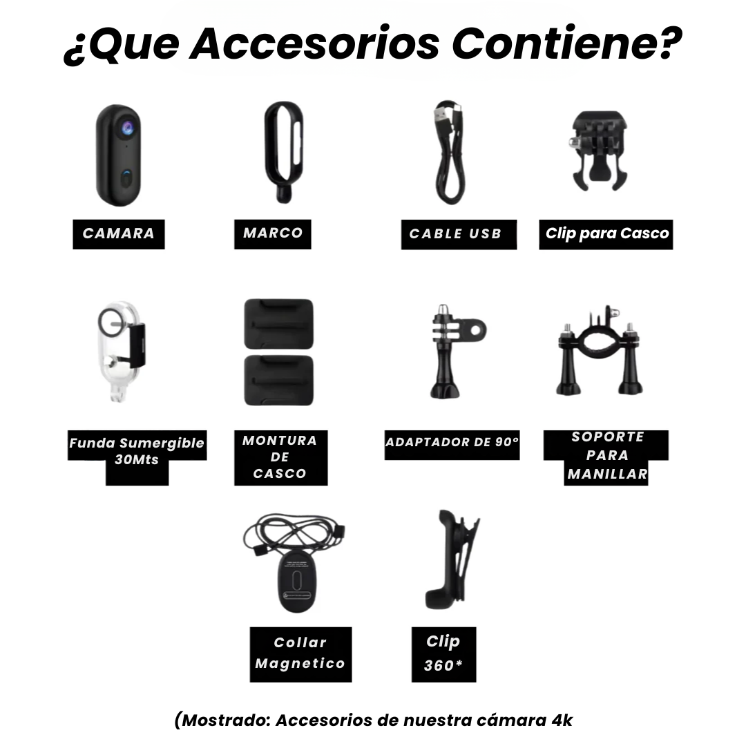 Cámara 4K POV 64gb + accesorios